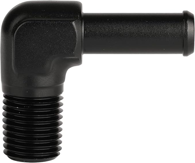 1/4 NPT Male to 3/8" Hose Barb Fitting Adapter 90 Degree Elbow Aluminum Black