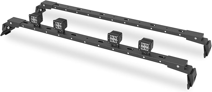400 LBS Roof Rack Cross Bars with 4 Pcs LED Lights Bar Compatible for 2007-2025 Jeep Wrangler JK JKU JL JLU Unlimited & Gladiator JT Hardtop, Roof Rail Crossbars Cargo Carrier Rooftop Luggage