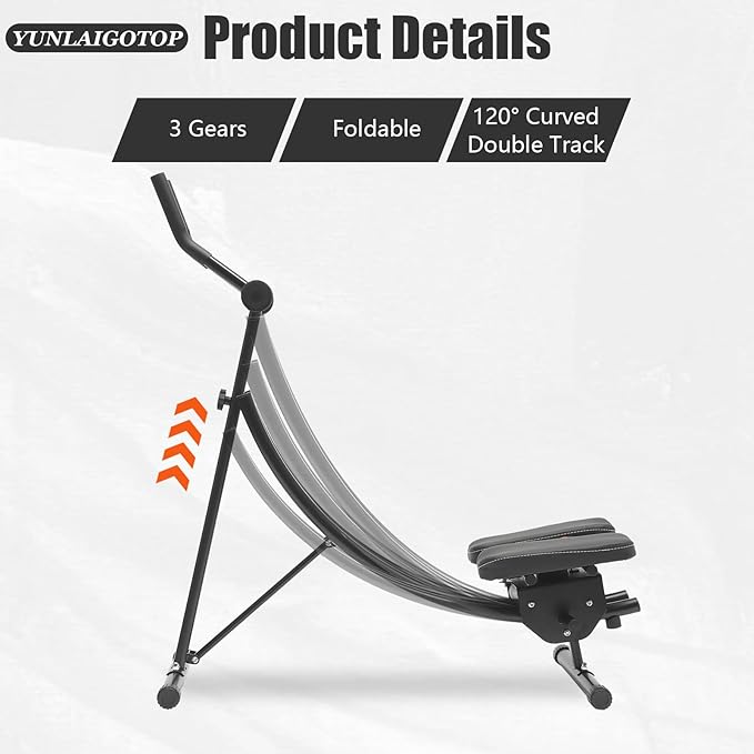 Abdominal Crunch Coaster, Height Adjustable Ab Trainer Abdominal Whole with LCD Monitor & Six Silent Rollers, Body Workout Machine for Home, Companies, Gyms