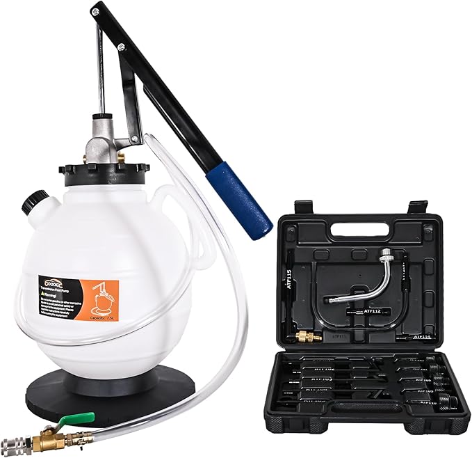 GOOACC Transmission Fluid Pump Kit 7.5L Automotive Manual Oil Pump Extractor ATF Refill Dispenser Transfer Pump with 15 ATF Filler Adapters 2Gal Oil Filling Filler System Fluid Extractor Pump Tool Kit