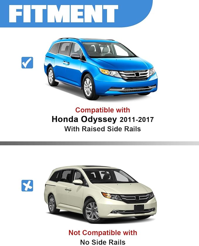 FengYu 300lb Lockable Roof Rack Cross Bars Compatible with Honda Odyssey 2011-2017 with Raised Side Rails, Heavy Duty Aluminum Roof Rails Crossbars Cargo Bars Canoe Rooftop Black Carrier Luggage