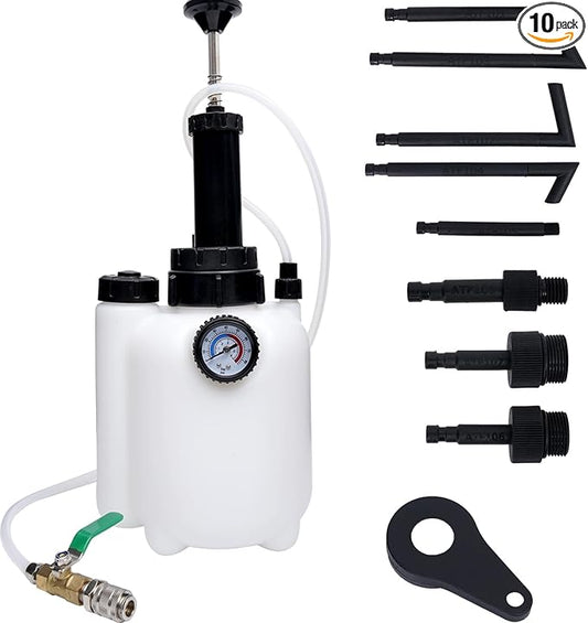 3L Transmission Fluid Pump, ATF Fluid Transfer Pump Tool with Pressure Gauge, 8 Adapters (5 Plastic + 3 Metal), Manual Transmission Fluid Extractor for Car SUV Truck