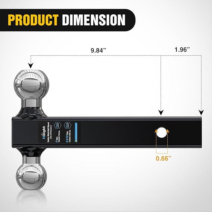 Nilight Trailer Hitch Ball Mount, 2 Inch, 2-5/16 Inch Balls, Fits 2 Inch Square Receiver, 10,000 lbs