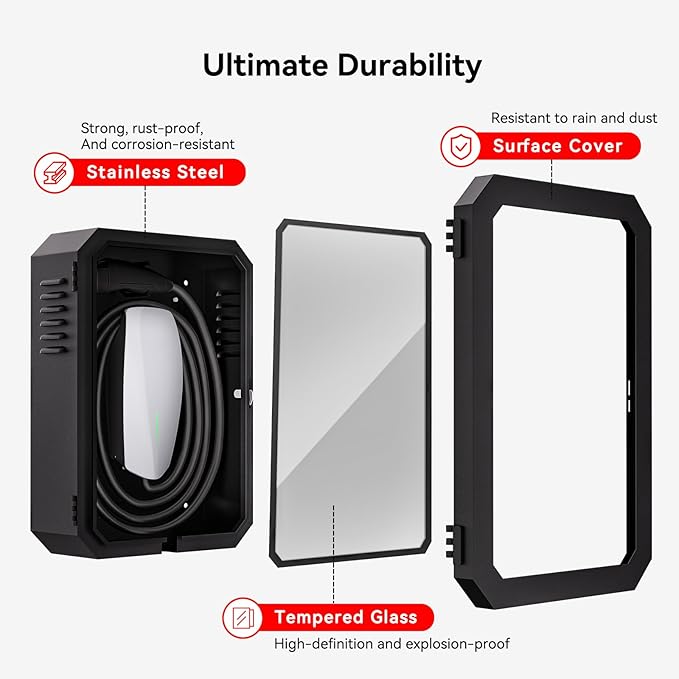 YONZEE Wall Charger Station Box for Tesla Model Y Juniper 3 S X, Electric Vehicle Car Charging Cover Protector Case for Most EV