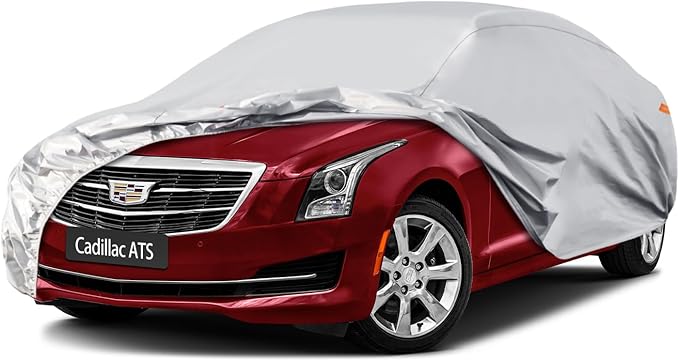 Waterproof Car Cover for Cadillac ATS (2013-2019), 5 Layers Compatible with Cadillac ATS All Weather, Snowproof Windproof Rain Ice Sun UV Protection