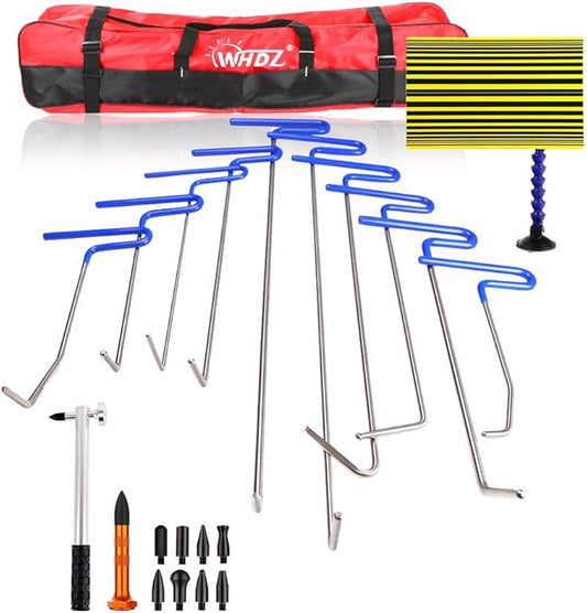 WHDZ Paintless Dent Repair Rods Set 24 Pcs Auto Body Dent Removal Tool Repair Line Board Dent Hammer for Hail Repair