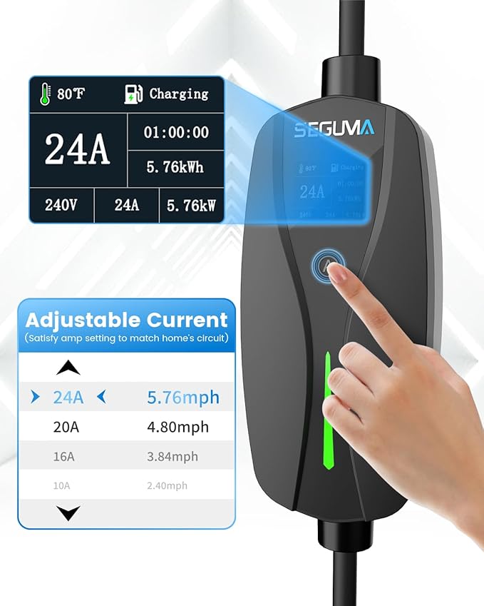 NEMA 10-30 Level 2 Tesla Charger-24A 240V, 25FT Extension Cable, Adjustable Current(10-24A)-Portable Home Mobile EV Charger for Model Y/X/3/S/Cybertruck,NACS Connector for 3-Prong Dryer Outlet