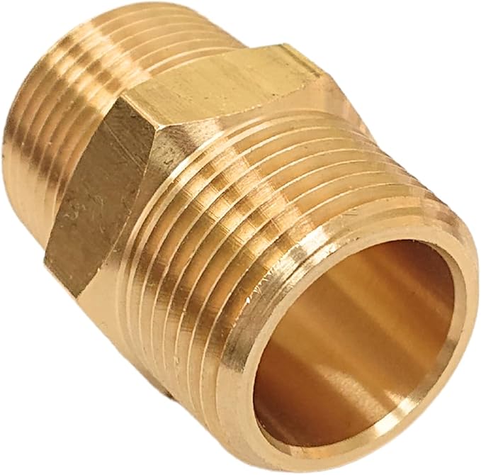 1 Inch x 1 Inch NPT Brass Hex Nipple Male Pipe Adapter, Thread outer diameter 1.25 inch, (1 Piece)