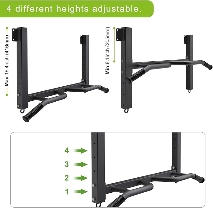 Kipika 32" Ceiling Mounted Pull Up Bar - Heavy Duty, Highly Adjustable, Multifunctional Chin Up Bar - Home Gym System with Punching Bag Hanger and Resistance Bands Training