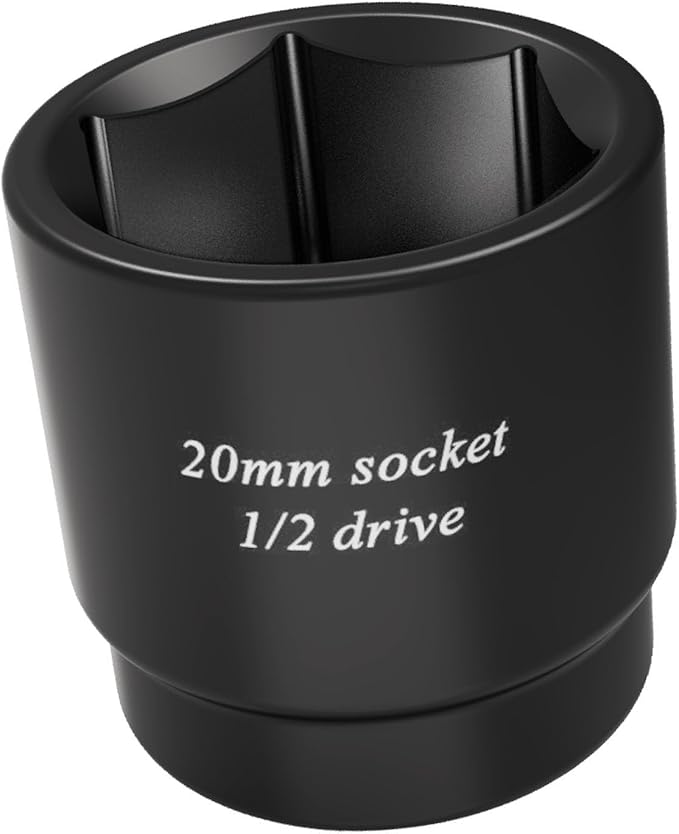 20mm Stubby Impact socket, Oil Filter socket wrench tool 1/2driver 6 Point,for Removal Axle Nut - 20mm