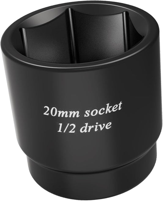 20mm Stubby Impact socket, Oil Filter socket wrench tool 1/2driver 6 Point,for Removal Axle Nut - 20mm
