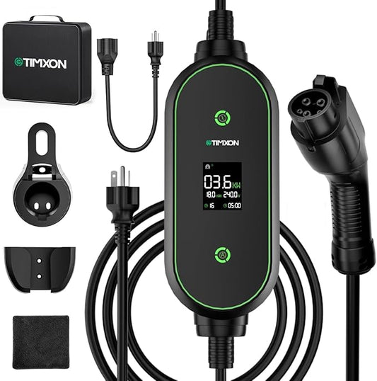Portable Level 1&2 EV Charger-ETL Certified,12/16A 110V-240V with 25FT Extension Cable, NEMA 6-20 Plug & NEMA 5-15 Adapter,Portable Electric Vehicle Charging Stations for All SAE J1772 Cars