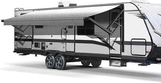 RV Awning Fabric Replacement, Patio Vinyl Outdoor Canopy for Campers, Trailers, and Motorhomes (Grey Fade, 20'(Fabric 19'2"))
