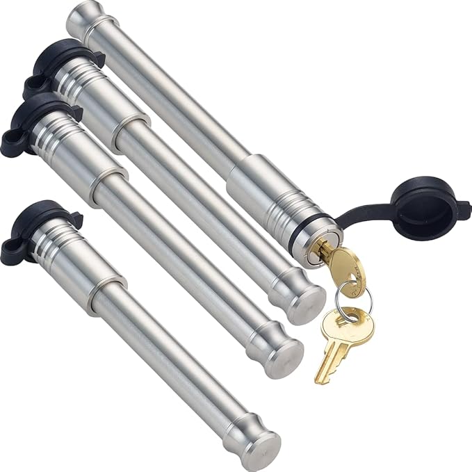 61776 | 4 Pack Mixed 3.0, Keyed Alike, Hitch Locks for B&W 2" & 2.5" Tow and Stow 10K LB & 18K LB - Includes Lock for 3.0" Receiver