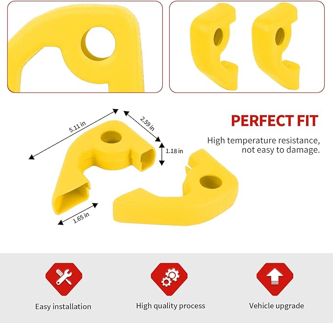 Jimen Fit for Ford Bronco 2021-2024, 2PCS Front Bumper Tow Hook Covers Protector Exterior Accessories (Yellow)