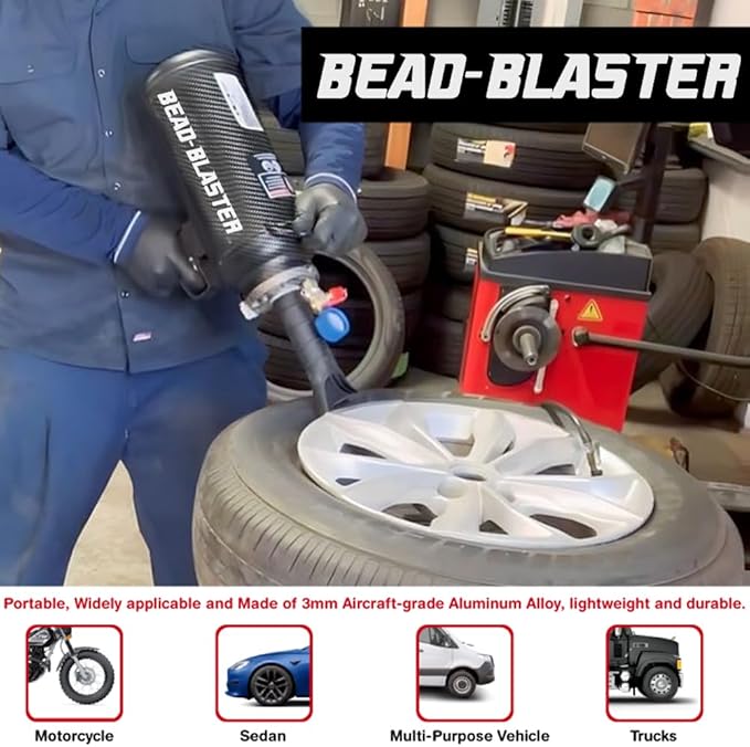 LAUCO Handheld Tire Bead Seater - Professional Automotive Tool, Carbon Fiber Bead Seater Blaster Tool with Rapid Air Release, Tire Inflator for Cars/Trucks/Commercial Vehicles(2.6-gal Tank /12 Liter)