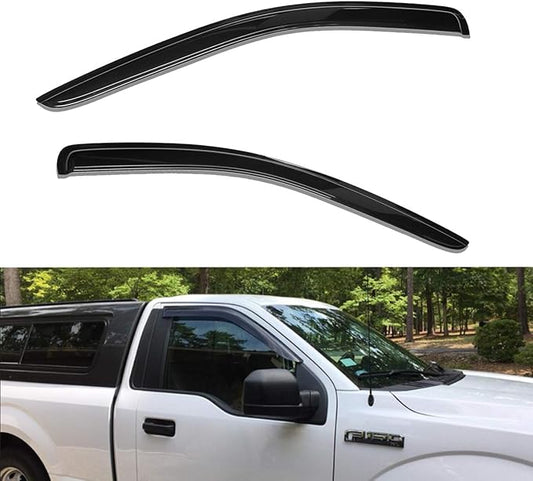 Lightronic Extra Durable Tape-on Window Visor, Fits 2004-2014 Ford F-150 SuperCab; 2009-2014 F-150 Regular/SuperCrew; 2010-2014 F-150 SVT Raptor SuperCab/SuperCrew, UV Protect Rain Guard, Smoke, 2-Pcs