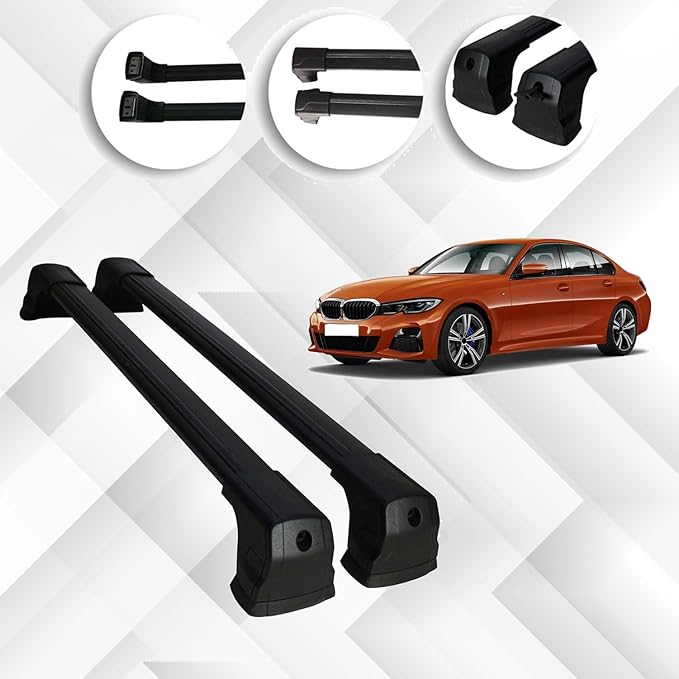 for BMW 3 Serisi G20 2018-2024 Premium Aluminum Roof Rack Cross Bars Luggage Carrier Ideal for Camping, Skiing, Biking, and Cargo Transportation Canoe Surf Ski Snowboard Camping Black Color