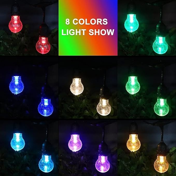 105FT Outdoor String Lights, 32 Shatterproof E26 Edison LED Bulbs, Dimmable RGB Color Changing Patio Lights Waterproof with Remote. for Backyard, Garden, Party, Bistro, Cafe