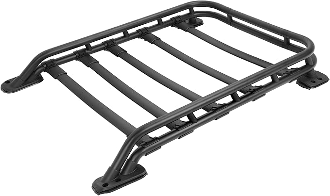 ECOTRIC Roof Rack Cargo Basket Compatible with 2010-2023 Toyota 4Runner Sport Utility 4-Door, Rooftop Luggage Carrier Extra Space Bars Black Powder Coated