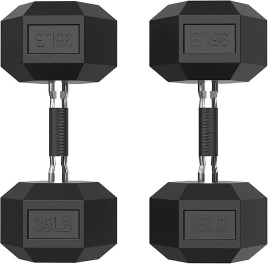 PAPABABE HEX Dumbbell Set 2.5-125lb, Rubber Encased Home Gym Dumbbells, Exercise & Fitness Weights Dumbbells for Women & Men, Hand Weight for Strength Training
