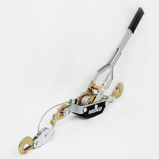 NEIKO 02254A Come Along Winch, 4-Ton (8,000lbs) Pulling Capacity, 9.8Ft, 3 Hook, Heavy Duty Power Cable Come Along Tool with Dual Gears, Hand Winch Cable, Automotive Hoist Winch Puller, Recovery Gear