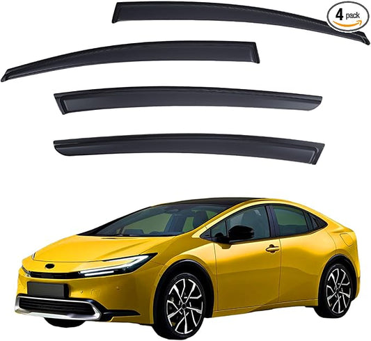 Window Visors Rain Guards fits 2023-2026 Toyota Prius & Prius Prime, Window Wind Deflectors Vent Shades Accessories, Out-Channel, Dark Smoke 4 Pcs, 2024 2025