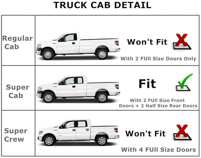 Wind Deflector Compatible with 1997-2003 Ford F150 97-99 F250 Light Duty Super/Extended Cab Sun Rain Guards Window Visors 94808