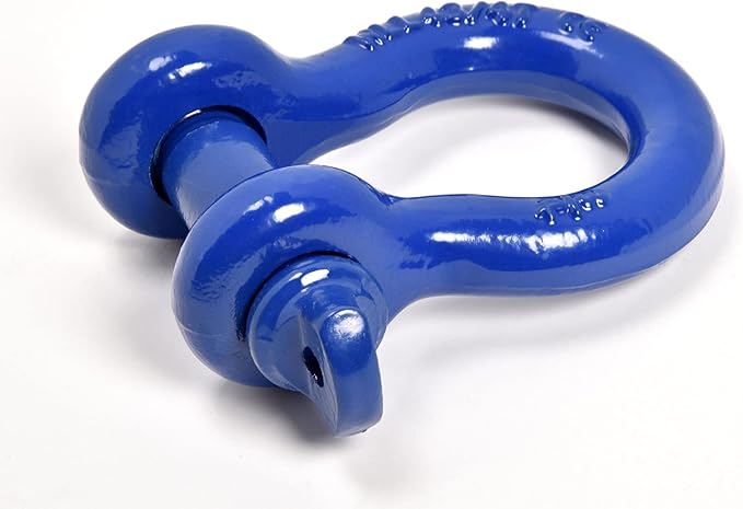 Hi-Gear Pack of 4 Blue Bow Shackles 3/4" D Ring Shackle Rugged Unbreakable 28.5 Ton (57,000 Lbs) Maximum Break Strength with 7/8'' Pin Bow Screw Heavy Duty D Ring for 4x4 Vehicle Recovery