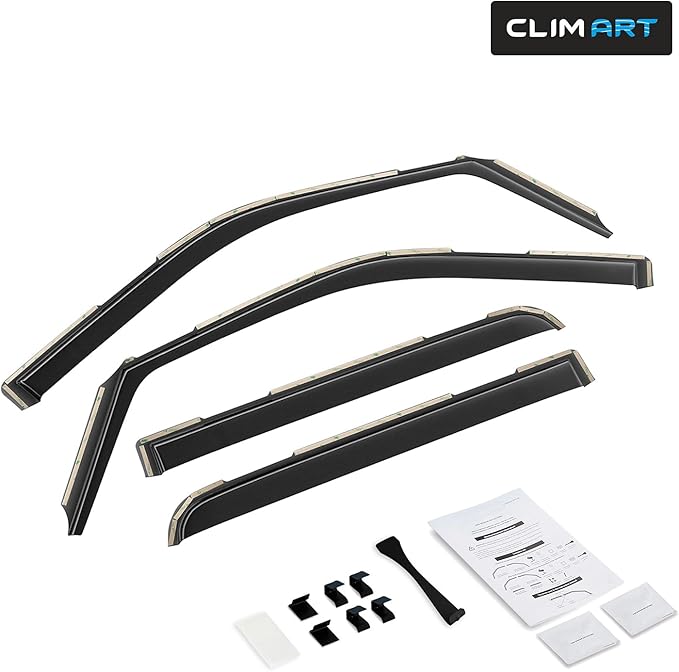 CLIM ART in-Channel Incredibly Durable Rain Guards Compatible with F250 to F550 Super Duty 2017-2022 Crew Cab, Original Window Deflectors, Vent Window Visors, Vent Deflector, 4 pcs.- 617198