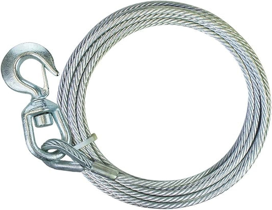 VULCAN Winch Cable - Swivel Hook - Steel Core - 3/8 Inch x 100 Foot - 14,000 Pound Minimum Breaking Strength