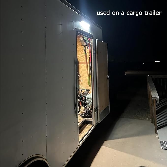 Raycharm 20" RV & Marine Boat LED Awning Porch Utility Light Fixture, 40° Down Angle Beam, 6000K Cool-White, 12V/24V DC, High Light-Output Low Ampere Draw, Waterproof White Finish, 2-Pack