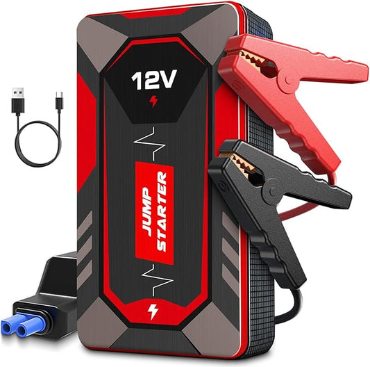 Jump Starter 3000A Peak Car Battery Jumper Starter Portable 12V Jump Box Battery Booster Charger Pack Up to 10L Gas or 8L Diesel Engine with Power Bank Jumper Cable Type C Port USB LED Light