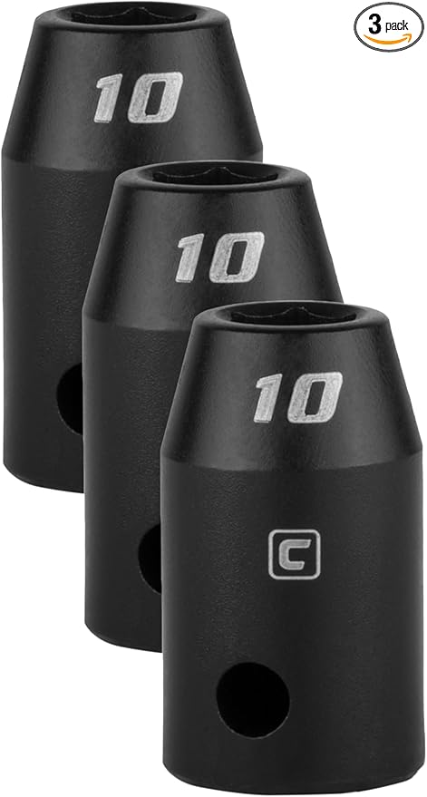 Capri Tools CP55010 10 mm Shallow Impact Socket, 1/2-Inch Drive, 6-Point, Metric (Pack of 3)