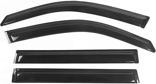IKON MOTORSPORTS Tape On External Window Visor, Compatible with 2003-2008 Honda Pilot, Slim Style Acrylic Black Sun Rain Wind Guards Cover 4Pcs Set