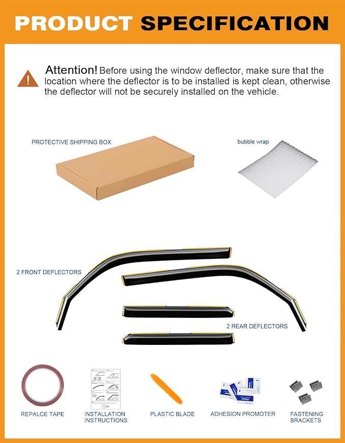 in-Channel Window Rain Guards Fit for Toyota 4Runner 2010-2024 Extra Durable Window Deflectors Vent Visors Vent Shades Window Visors Rain Guard Exterior Car Accessories - 4 pcs