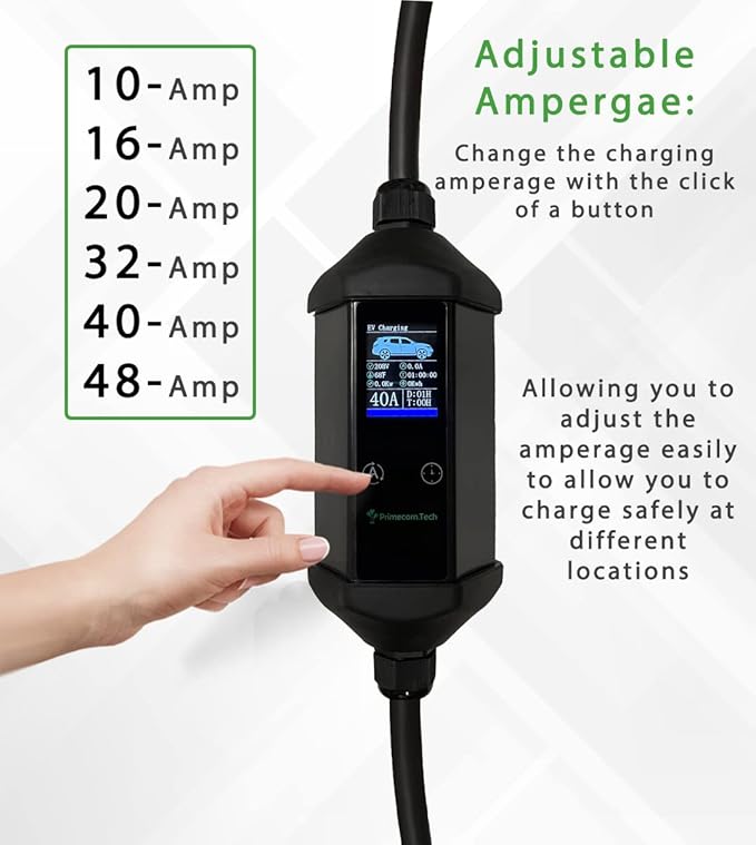32Amp & 40Amp Primecom Level 2, Electric Vehicle (EV) Charger, (240V, 32A/40A), NEMA 14-50 Electric Car Charger, 30 feet, 40 feet, and 50 Feet Lengths for TESLA Level2 EV Charger (40, 40Amp) for Tesla