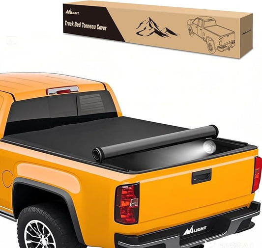 Nilight Soft Roll-Up Tonneau Cover Compatible with Chevy Silverado/GMC Sierra 1500 2007 2008 2009 2010 2011 2012 2013– 5.8ft Truck Bed Cover