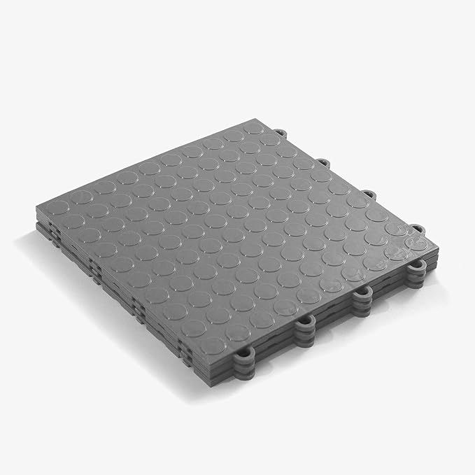 FlooringInc's Nitro 12"x12" Snap-Together Garage Flooring Tiles, Non-Slip Interlocking Plastic Floor Mat, Organization & Storage, Coin Pattern, Graphite, 12 Tiles, 12 Sq/Ft