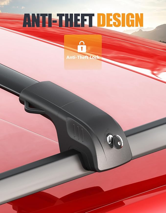 KINGGERI 300lbs Lockable Roof Rack Cross Bars Compatible with 2018-2024 Chevy Chevrolet Equinox & GMC Terrain.Heavy Duty Aluminum Roof Rails Crossbars Luggage Kayak Canoe Snowboard SUV Accessories