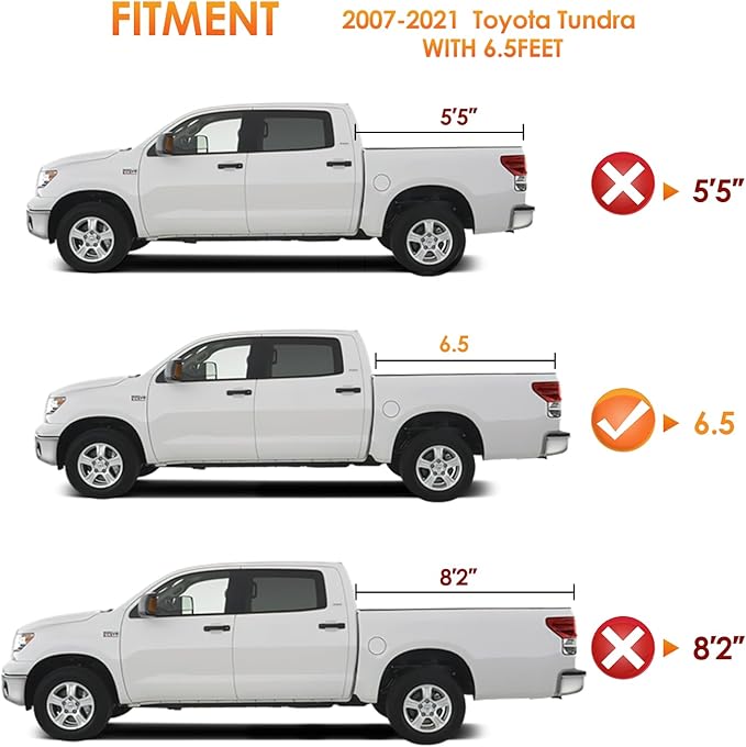 Nilight Soft Roll-Up Tonneau Cover Compatible with Toyota Tundra 2007 2008 2009 2010 2011 2012 2013 2014 2015 2016 2017 2018 2019 2020 2021–6.5ft Truck Bed Cover