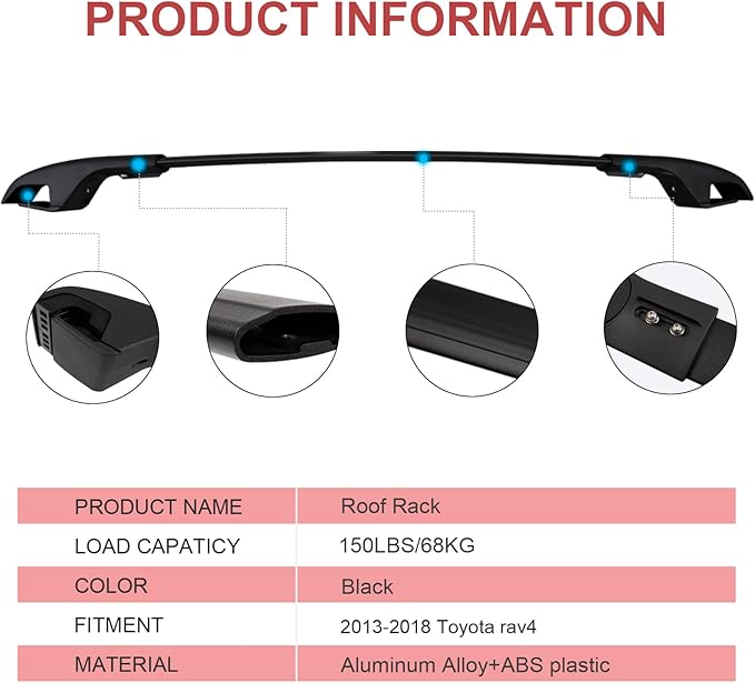 KINGGERI Roof Racks Cross Bars Replacement for Toyota RAV4 2013-2018 Accessories, Aluminum Rails Cross Bar Crossbars Rooftop Cargo Basket Carrier Bag Luggage Rails Snowboard Skiboard Bike