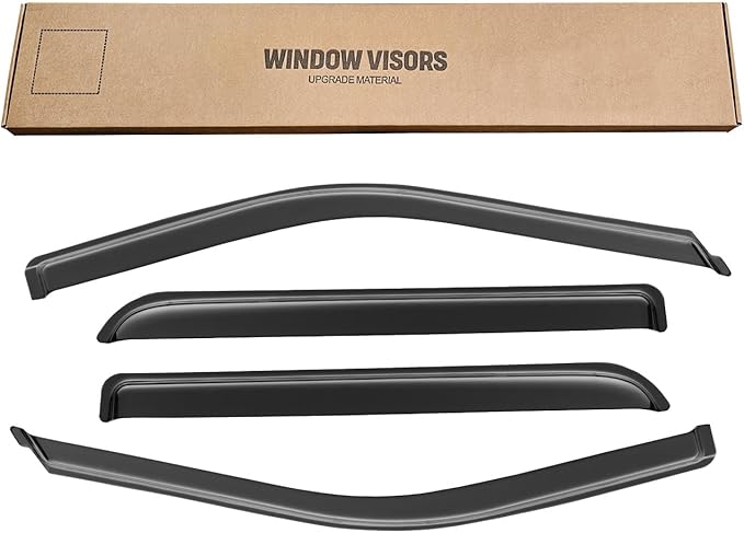 Window Rain Guards for 2015-2025 Ford F150 SuperCrew, 2017-2025 F-150 Raptor / F250 F350 F450 SuperCrew Super Duty Crew Cab, Window Visors Guard Deflector Shade Vent Shield, for 4 Full-Size Doors