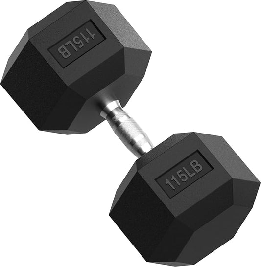 PAPABABE HEX Dumbbell Set 2.5-125lb, Rubber Encased Home Gym Dumbbells, Exercise & Fitness Weights Dumbbells for Women & Men, Hand Weight for Strength Training