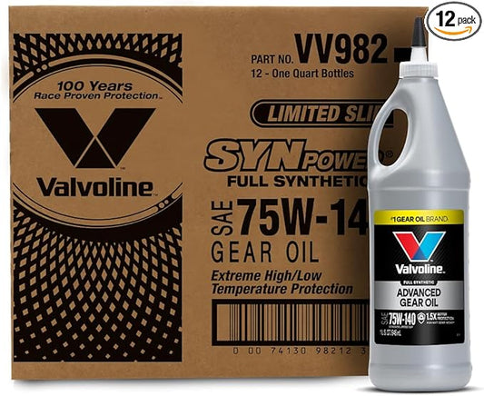 Valvoline SynPower SAE 75W-140 Full Synthetic Gear Oil 1 QT, Case of 12