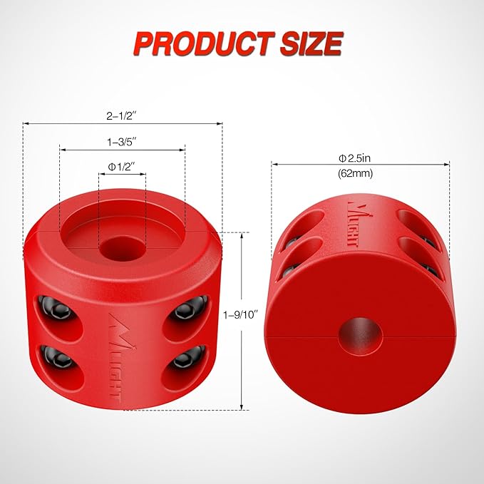 Nilight Winch Stopper for ATV UTV Truck SUV Winch Cable Hook Rubber Stopper Protects Towing Hook Synthetic Rope Winch Accessories Rope Line Saver with Stainless Steel Screws and Nuts Allen Wrenc, Red