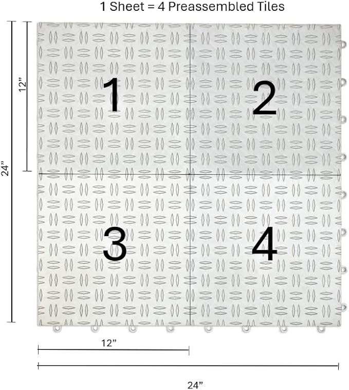 Big Floors GarageTrac Diamond, Interlocking Non-Slip Garage Flooring Tile, Durable, Modular, Heavy-Duty Copolymer, Easy Install (Alloy, 12 Pack of 12 x 12" Tiles)