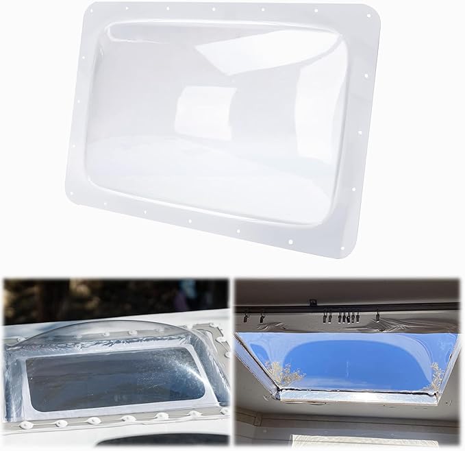 XMK 18" x 26" RV Skylight Replacement Cover for Camper Trailer Motorhome Roof, RV Shower Skylight Cover Outer Dome Fit 14" x 22" Openings, Impact Resistant, Clear