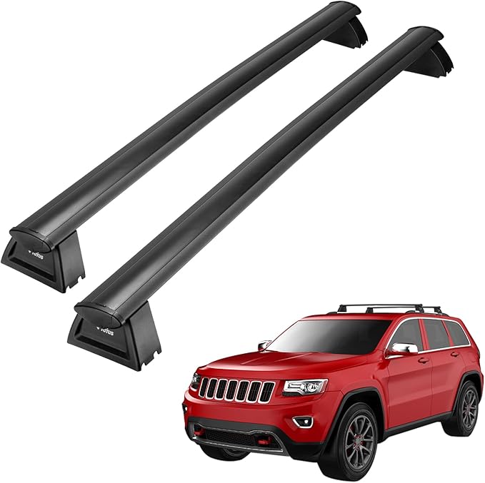JOYTUTUS Upgraded Roof Rack Cross Bars Compatible with Jeep Grand Cherokee 2011-2021 with Grooved Side Rails, Aluminum Crossbars Replacement for Rooftop Cargo Carrier Kayak Bike Snowboard