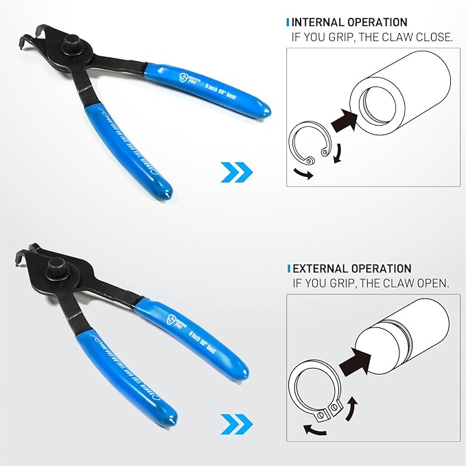 Heavy Duty Snap Ring Pliers Set, 8pcs Convertible Internal External Circlip Pliers with 4pcs Hook Picks for Circlip Removal, with Storage Case